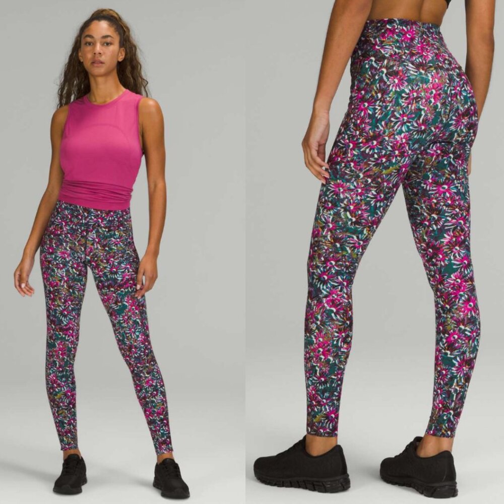 LULULEMON Base Pace High-Rise Brushed Running Tight 28" Womens 4 Floral - Picture 1 of 6
